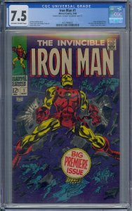 IRON MAN #1 CGC 7.5 ORIGIN RETOLD IRON MAN SUPER RARE DOUBLE COVER