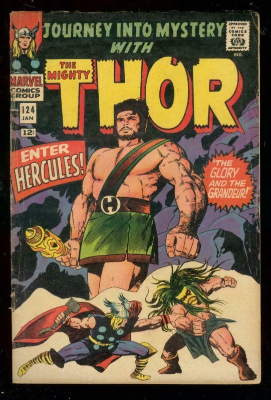 JOURNEY INTO MYSTERY #124 1966-KIRBY-THOR-HERCULES APP. VG