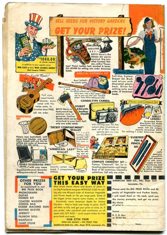 Captain Marvel Adventures #43  1944 - Fawcett  -G/VG - Comic Book