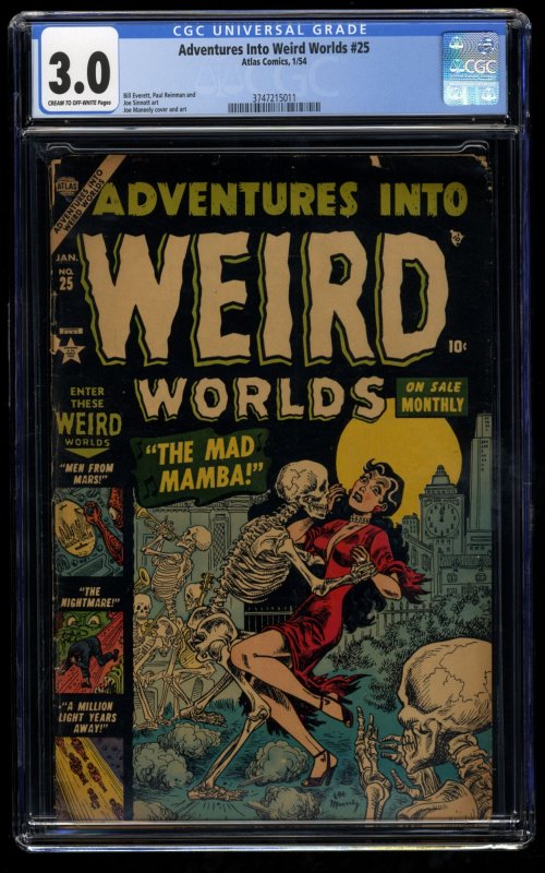 Adventures Into Weird Worlds #25 CGC GD/VG 3.0 PCH Skeleton Cover!