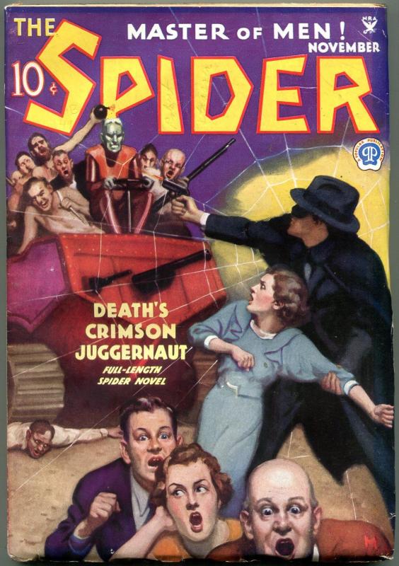 SPIDER NOV 1934-DEATHS CRIMSON JUGGERNAUT-RARE HIGH GRADE PULP- VF