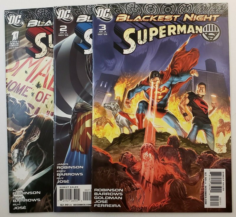 Blackest Night Superman #1-3 Complete Set High Grade NM DC Comics 2009