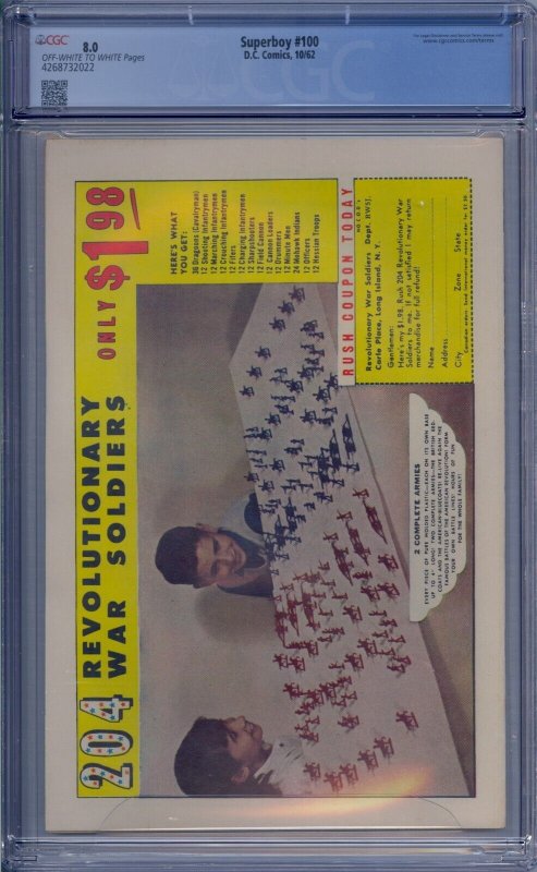 SUPERBOY #100 CGC 8.0 ORIGIN RETOLD 1ST DR. XADU ERNDINE CURT SWAN