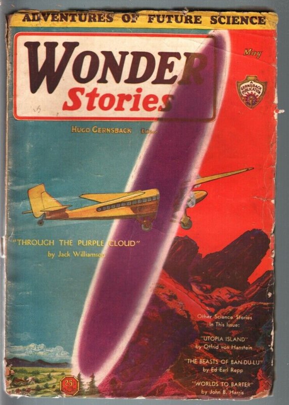 WONDER STORIES 1931 MAY-RARE SCI-FI PULP-AVIATION CVR! G