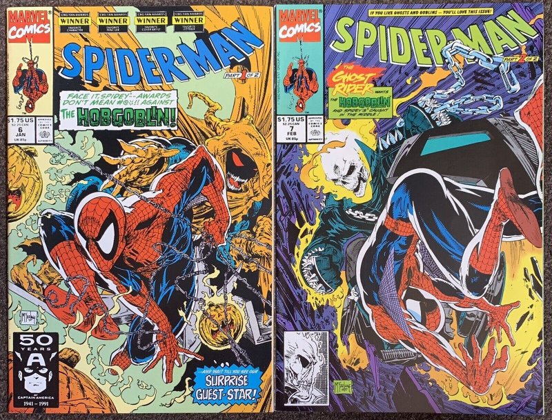 Spider-Man #6 & 7 Masques Set guests Ghost Rider & Hobgoblin 1990 Todd McFarlane 