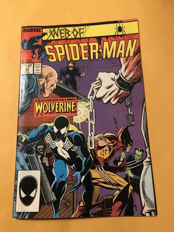 WEB OF SPIDER-MAN #29 : Marvel 8/87 VF-; WOLVERINE & Black Costume, Hobgoblin