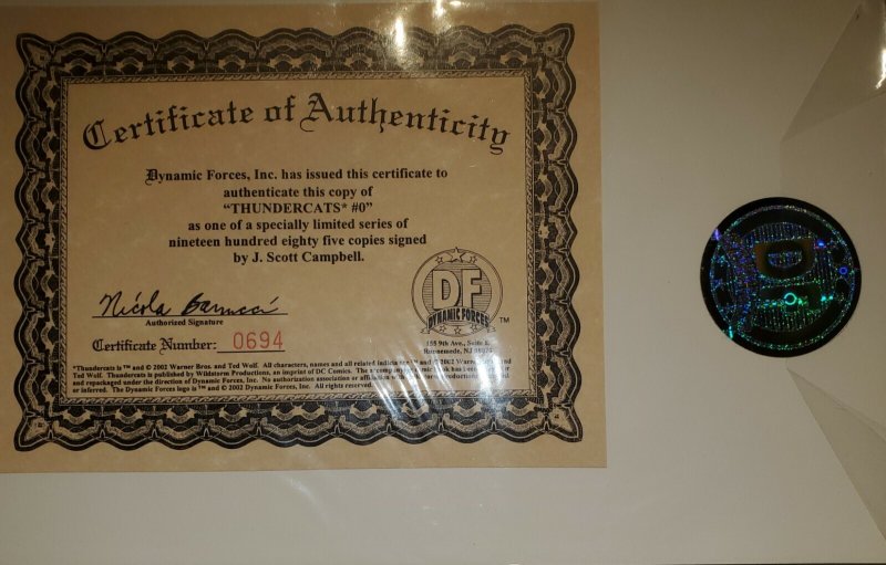 Thundercats #0 DF Signed J. Scott Campbell #694/1985 DC Comics Oct 2002 (NM)