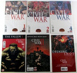 Civil War Lot 6 #Wars 1, 2, 4, II Fallen 1, Iron Man 12, Opening Marvel Comics