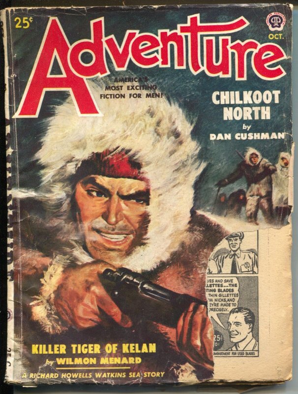 Adventure 10/1949-Popular-pulp fiction- Dan Cushman-John Prescott-VG