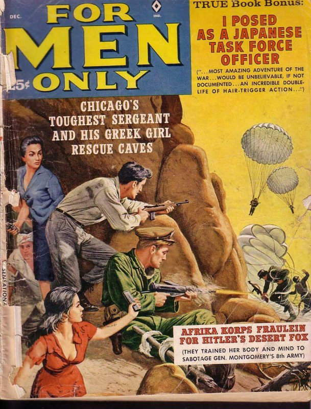 FOR MEN ONLY APR 1961 WW II PARACHUTE COVER KUNSTLER FR