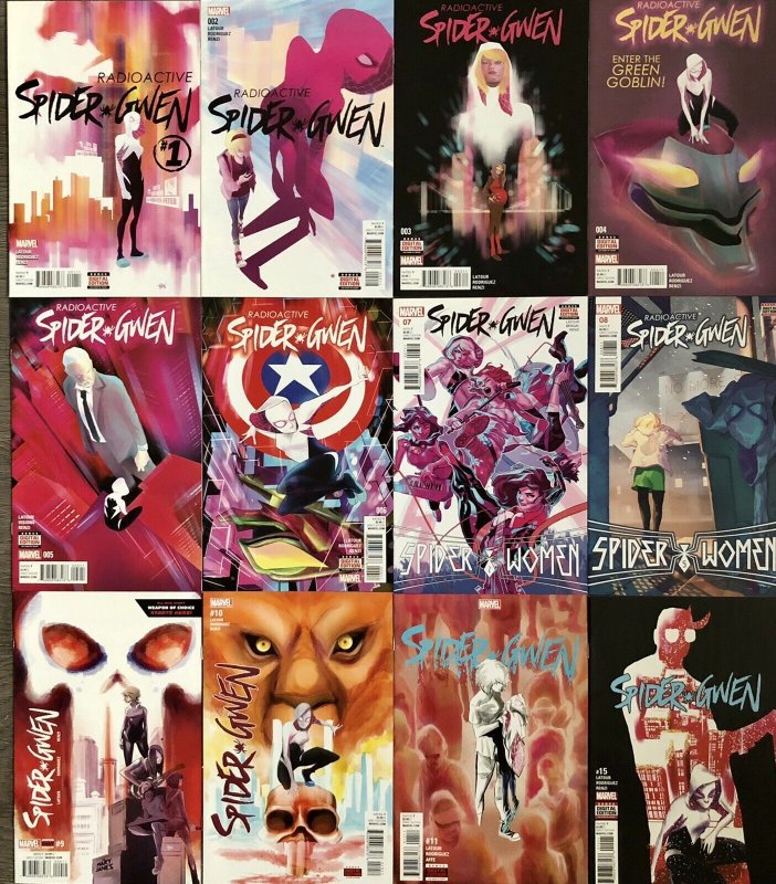 Radioactiver Spider-Gwen #1,2,3,4,5,6,7,8,9,10,11,15 (2015-16) 12 Issue Bundle