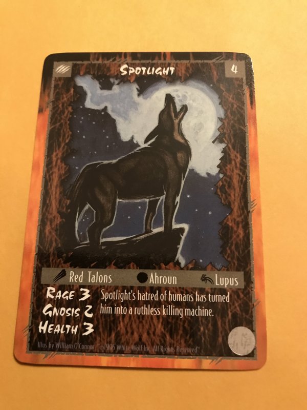 SPOTLIGHT : RAGE Werewolf Unlimited Character Card; White Wolf TCG, Red Talons