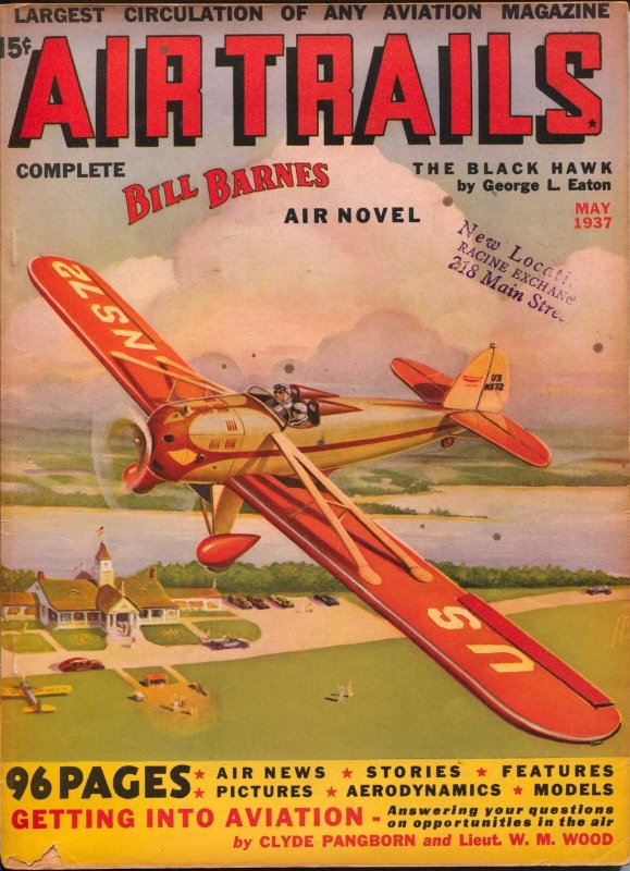 Air Trails 5/1937-Bill Barnes-hero pulp-George L Eaton-Tinsley cover-VG