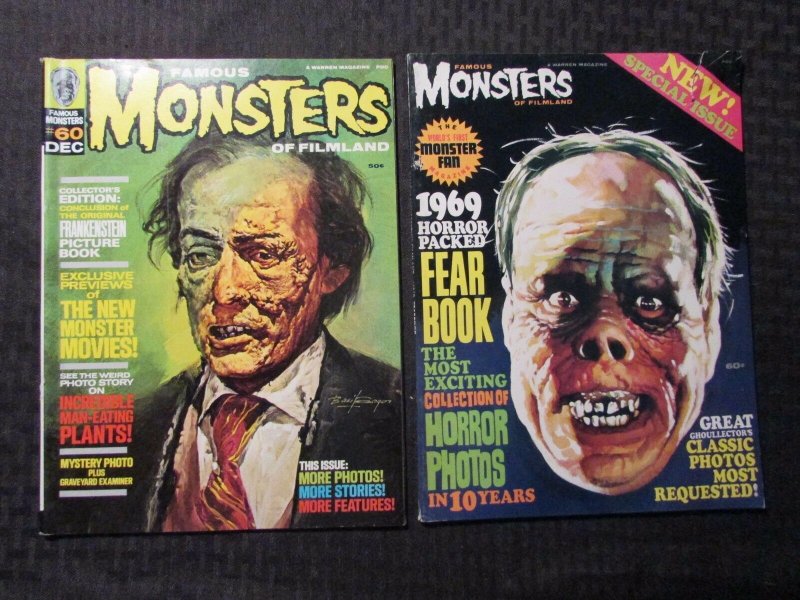 1969 FAMOUS MONSTERS FEARBOOK VG- & #60 FN+ Warren Horror Magazine DCHAC