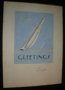 MERRY CHRISTMAS Greetings Sailboast w/ Seagulls 11x15 Greeting Card Art #nn