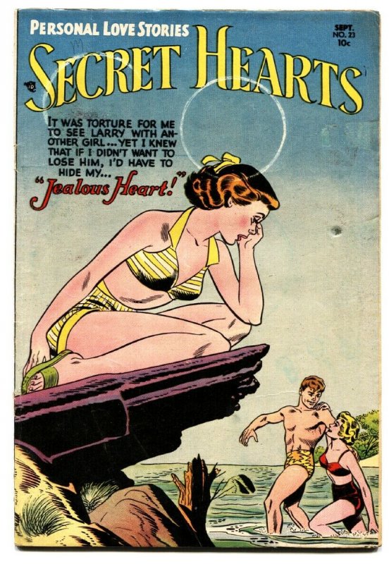 SECRET HEARTS #23 comic book Swimsuit cover 1954-DC ROMANCE