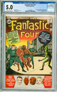 Fantastic Four #11 (1963) CGC 5.0! OWW Pages! 1st Appearance of Impossible Man!