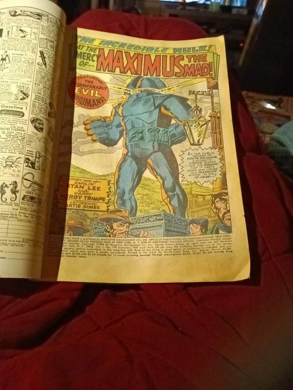 Incredible Hulk #119 Maximus Mad Herb Trimpe Stan Lee Inhumans Marvel Comic 1969
