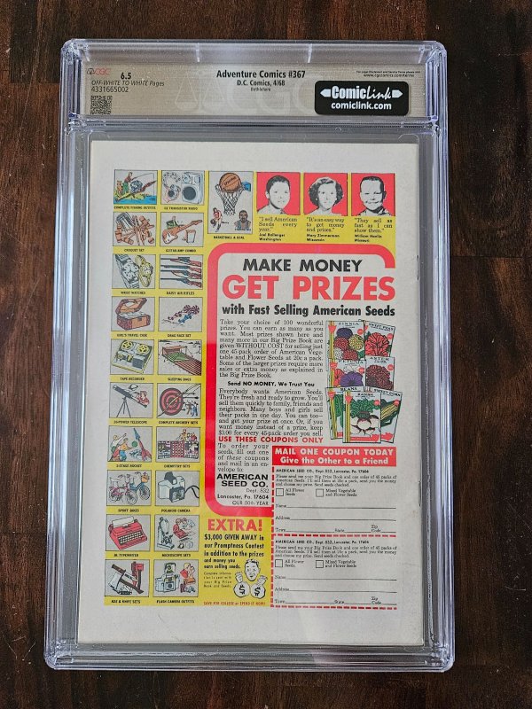 Adventure Comics 367 CGC 6.5 Bethlehem Pedigree 1st appearance of Dark Circle