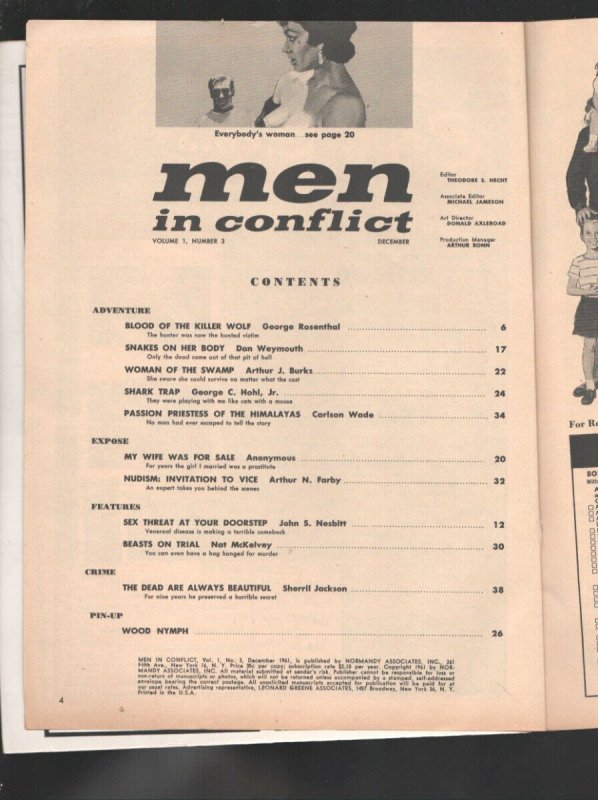 Men in Conflict #3 12/1961-Brutal Nazi terror cover-Vice-exploitation-nudism-...