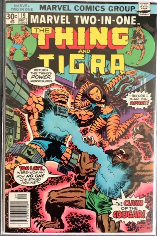 Marvel Two-in-One #19 Newsstand Edition (1976, Marvel) Featuring Tigra. VF