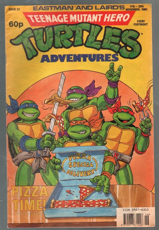 Teenage Mutant Hero Turtles #22-1990-rare U.K. edition in color-Ninja Turtles-VG