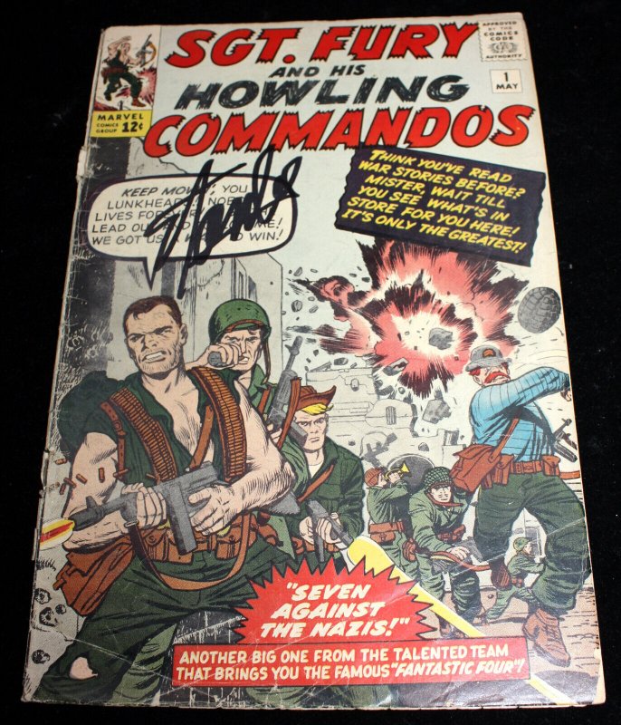 Sgt. Fury & His Howling Commandos #1 (GD+) Signed by Stan Lee - 1963