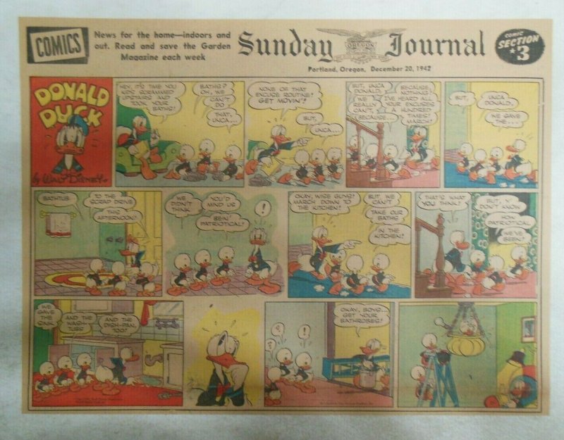 Donald Duck Sunday Page by Walt Disney from 12/20/1942 Half Page Size