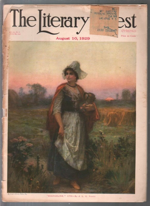 Literary Digest 8/10/1929-Evangeline cover-L G Ferris-Lewis Carroll-Blimps-...