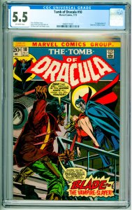 Tomb of Dracula #10 (1973) CGC 5.5! OW Pgs! 1st App of Blade the Vampire Slayer!