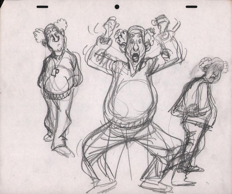 Old Man Gym Coach Pencil Animation Art