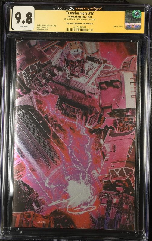 Transformers (2024) #13 CGC 9.8 Big Time Collectibles Foil Cover John Giang auto