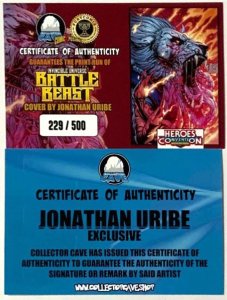 BATTLE BEAST #1 2nd PRINT HEROES CON EXCLUSIVE JONATHAN URIBE COVER SIGNED W/COA