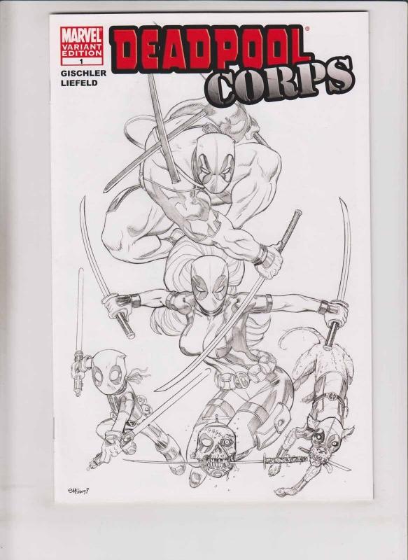 Deadpool Corps #1 VF/NM ed mcguinness sketch variant - black white - marvel rare 