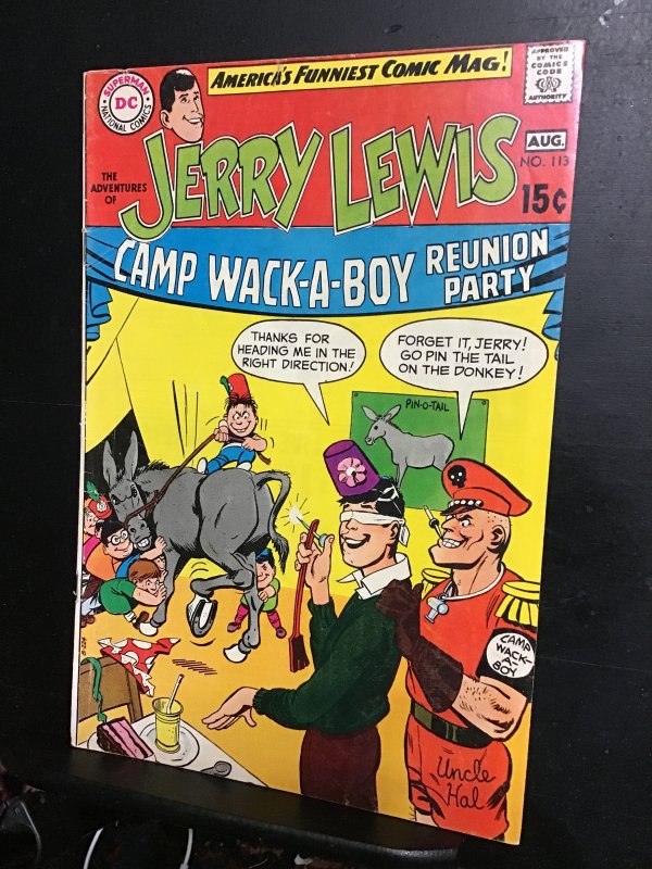 Adventures of Jerry Lewis #113 (1969) donkey cover. VF+ Wytheville CERT!