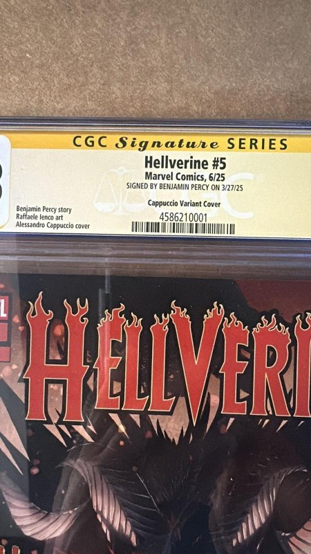HELLVERINE #5 MARVEL 2025 CAPPUCCIO VARIANT BEN PERCY SIGNED CGC SS 9.8 NM
