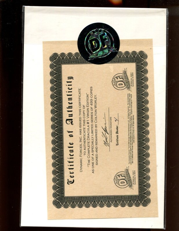 Complete Dracula #1 - SIGNED & REMARKED BY COLTON WORLEY 4/499! (9.2) 2009