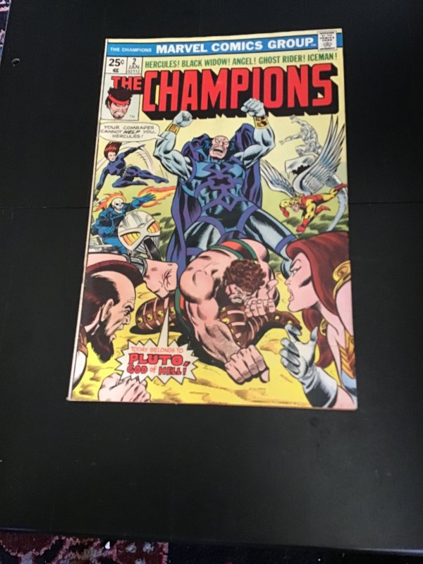 The Champions #2 (1976) Pluto! ,Blavk Widow, Ghost rider, Hercules! VF/NM Wow!