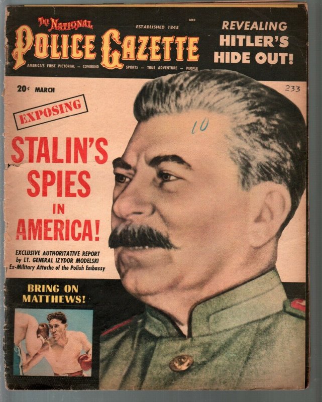 National Police Gazette-3/1952-Stalin-Red spies-Hitler hide-out-cheesecake-FR