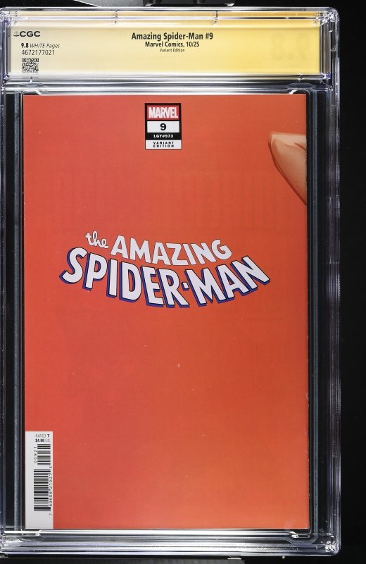 AMAZING SPIDER-MAN #9 MARVEL 2025 J SCOTT CAMPBELL VARIANT SIGNED CGC SS 9.8 NM