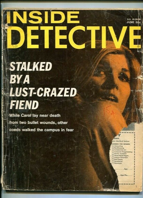 INSIDE DETECTIVE-JUNE 1970-BAIT-TRAP-STALKED-HUSTLER-MURDER-MIGHTMARES FR/G