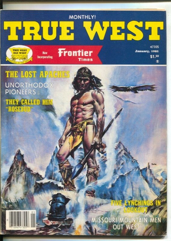 True West 1/1982-Indian cover by Sola-Lost Apaches-Five Lynchings In Lookout ...