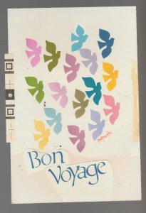 BON VOYAGE Colorful Graphic Doves 5.25x8 Greeting Card Art #BV4386 w/ 2 cards