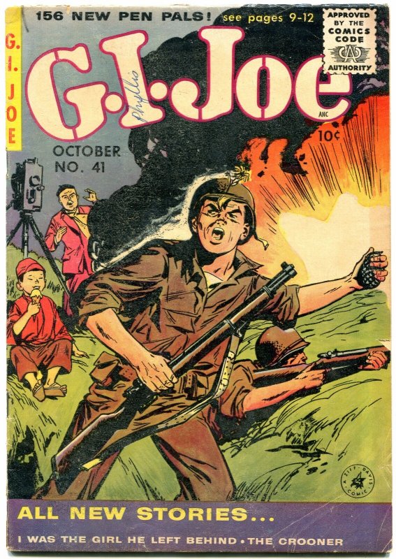 GI JOE #41 1955-WILD WAR COVER-ZIFF DAVIS COMICS-SCI FI VG