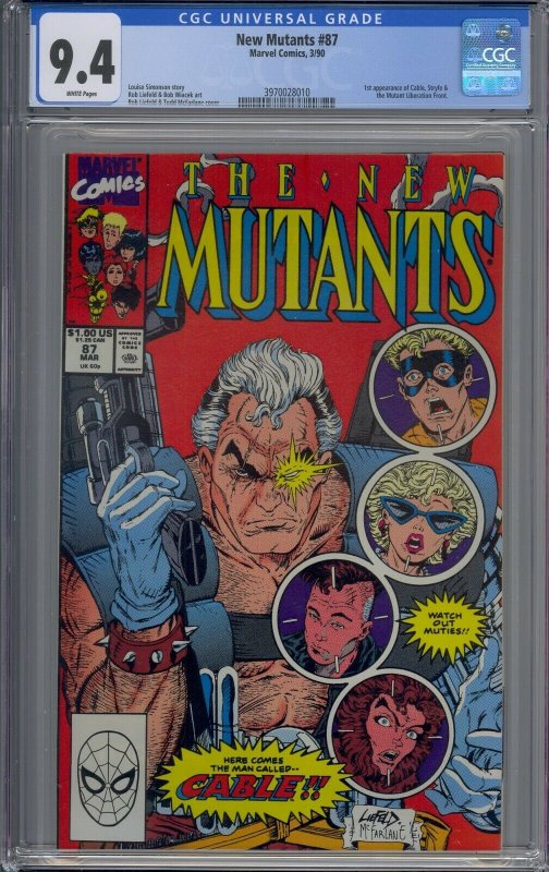 NEW MUTANTS #87 CGC 9.4 1ST CABLE WHITE PAGES 