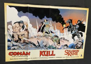 CONAN, KULL, SOLOMON KANE FOLDED PROMO POSTER  JOE KUBERT ART 34 x 22 VF/NM