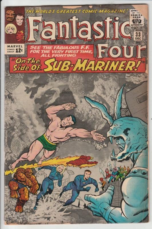 Fantastic Four #33 strict GD/VG 3.0   1st Appearance - Attuma   Many more FFs up