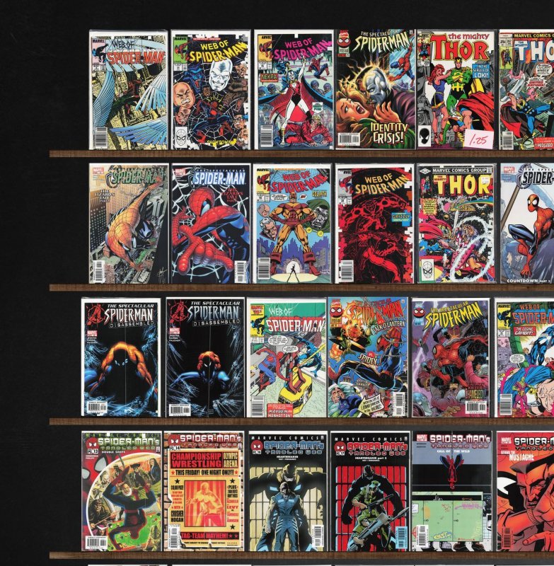 Huge Lot 150+ Comics with Web Of Spider-Man, Thor, Spider-Man& & More!