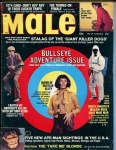 Male 12/1973-Atlas-pulp fiction-Pollen-Norem-cheesecake-Bullseye Adventure-VG+