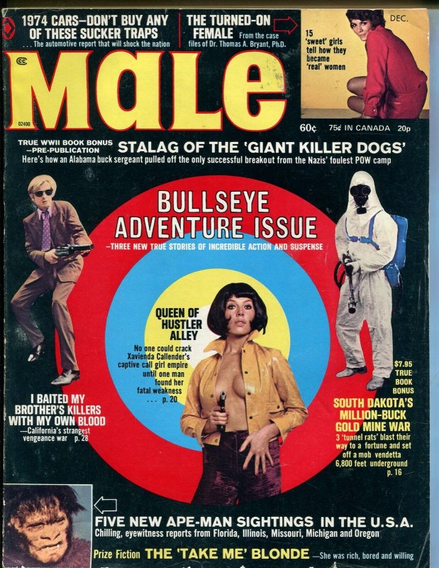 Male 12/1973-Atlas-pulp fiction-Pollen-Norem-cheesecake-Bullseye Adventure-VG+